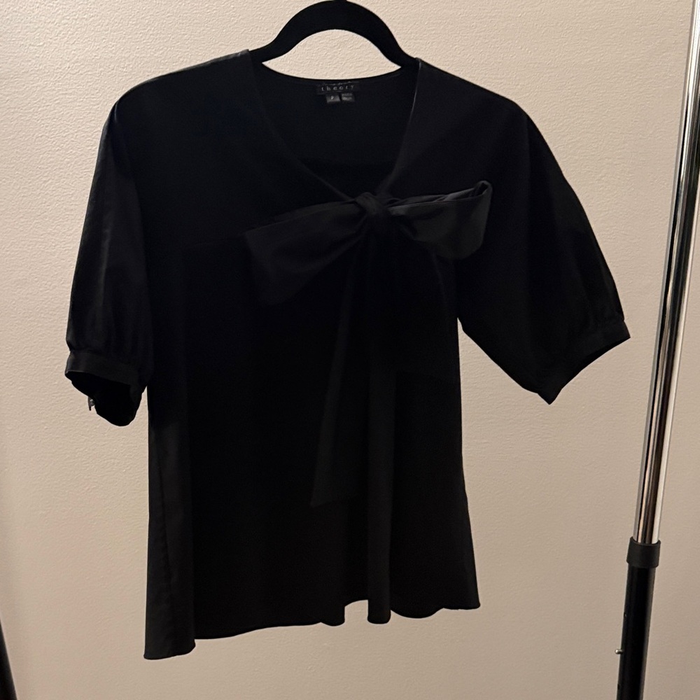 Theory Black Blouse with Bow - Picture 4 of 4